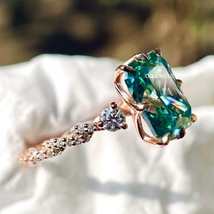 3 kt stralende moissaniet trouwring drie stenen diamanten verlovingsring 14K roségouden ring gedraaide band ring verjaardagsring cadeau voor haar