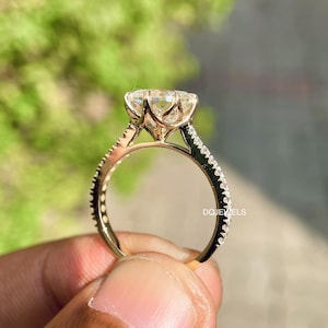 Solitaire Engagement Ring Portuguese cut moissanite diamond ring 14K Yellow gold Six Prong diamond Ring For Women wedding Ring Gift For Her