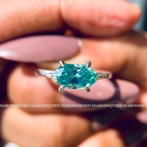 East Wast Dutch Marquise Cut Moissanite Engagement ring 14K White Gold Hexagon Green Moissanite Ring Solitaire Wedding Ring Diamond Ring