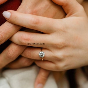 1.5CT Round Cut Moissanite Diamond Engagement Ring, 14K Yellow Gold Solitaire Ring For Women, Anniversary ring, Wedding Ring, Gift for Her