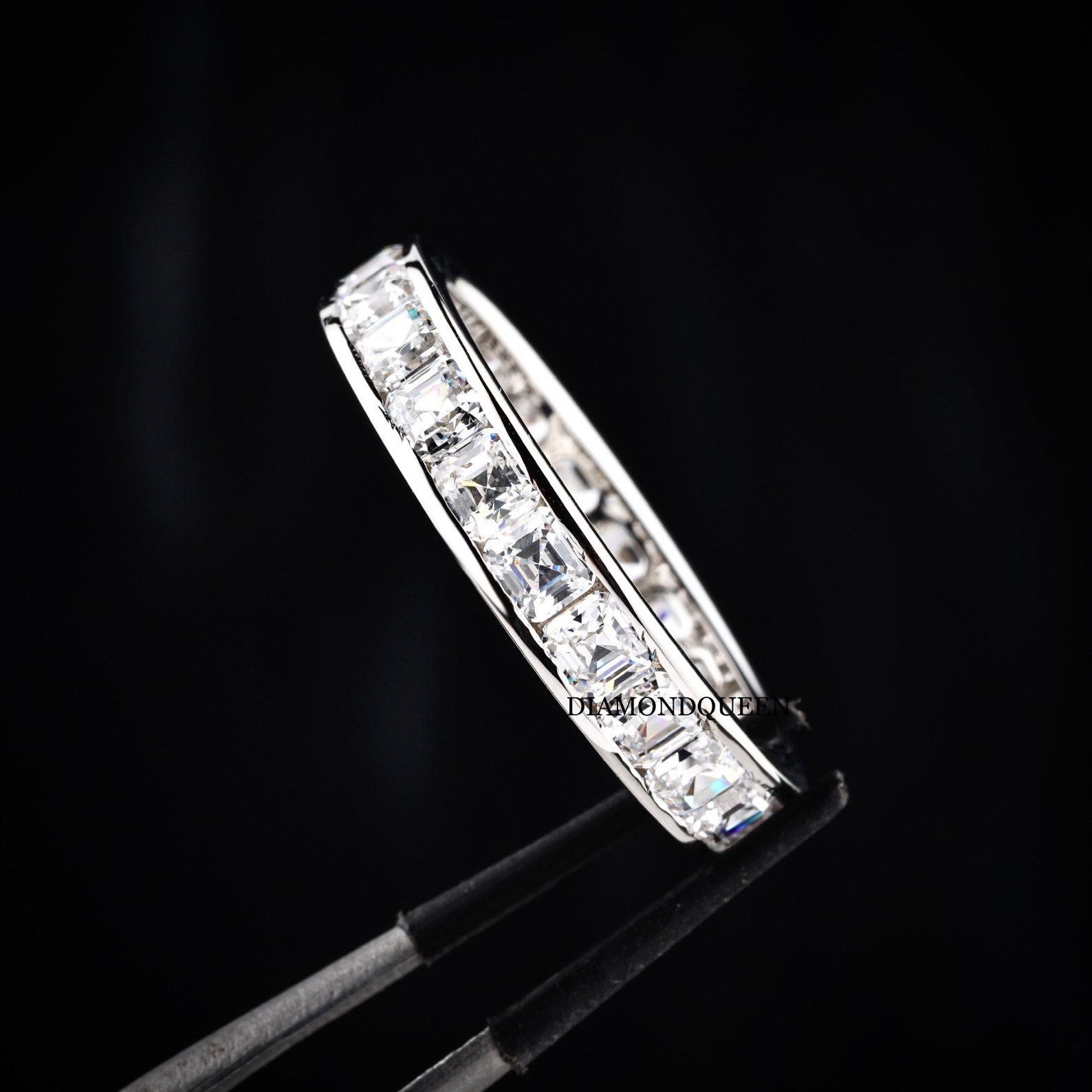 Channel Set Asscher Cut Moissanite Fully Eternity Band, Asscher Cut ...