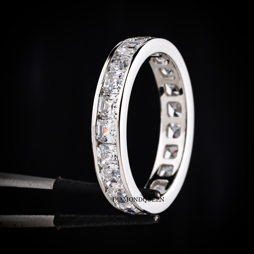 Channel Set Asscher Cut Moissanite Fully Eternity Band, Asscher Cut ...