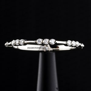 Diamond distance band ring, 14K 18K  white gold eternity band for women, dainty thin stackable Ring, Stacking eternity ring, wedding band