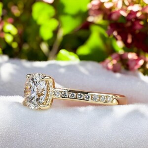 1.5CT Round Cut Moissanite Diamond Engagement Ring Channel set diamond Wedding band Ring Gift for her Anniversary Ring 14K Solid yellow Gold