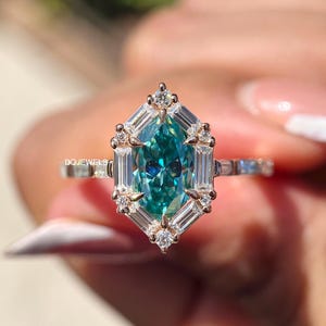 Antique Dutch Marquise Cut Moissanite Enagement Ring Baguettes Cut Halo Diamond Ring 10K Rose Gold Vintage Ring Anniversary Ring Love ring