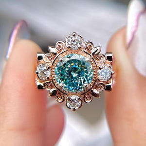 classic 2 CT Portuguese cut moissanite engagement ring 14K Rose Gold Anniversary Ring For Women Vintage Art Deco Milgraine Wedding Ring