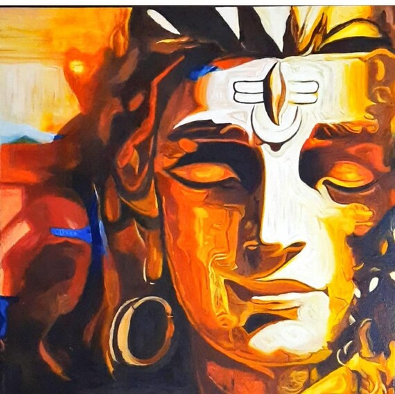 Handmade canvas artSHIVA canvas Painting lord shiv Indian Etsy