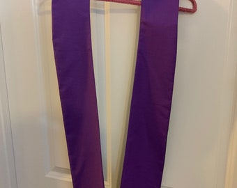 Reversible Solid Black with Solid Purple Clergy Vestment Stole, 100% Cotton