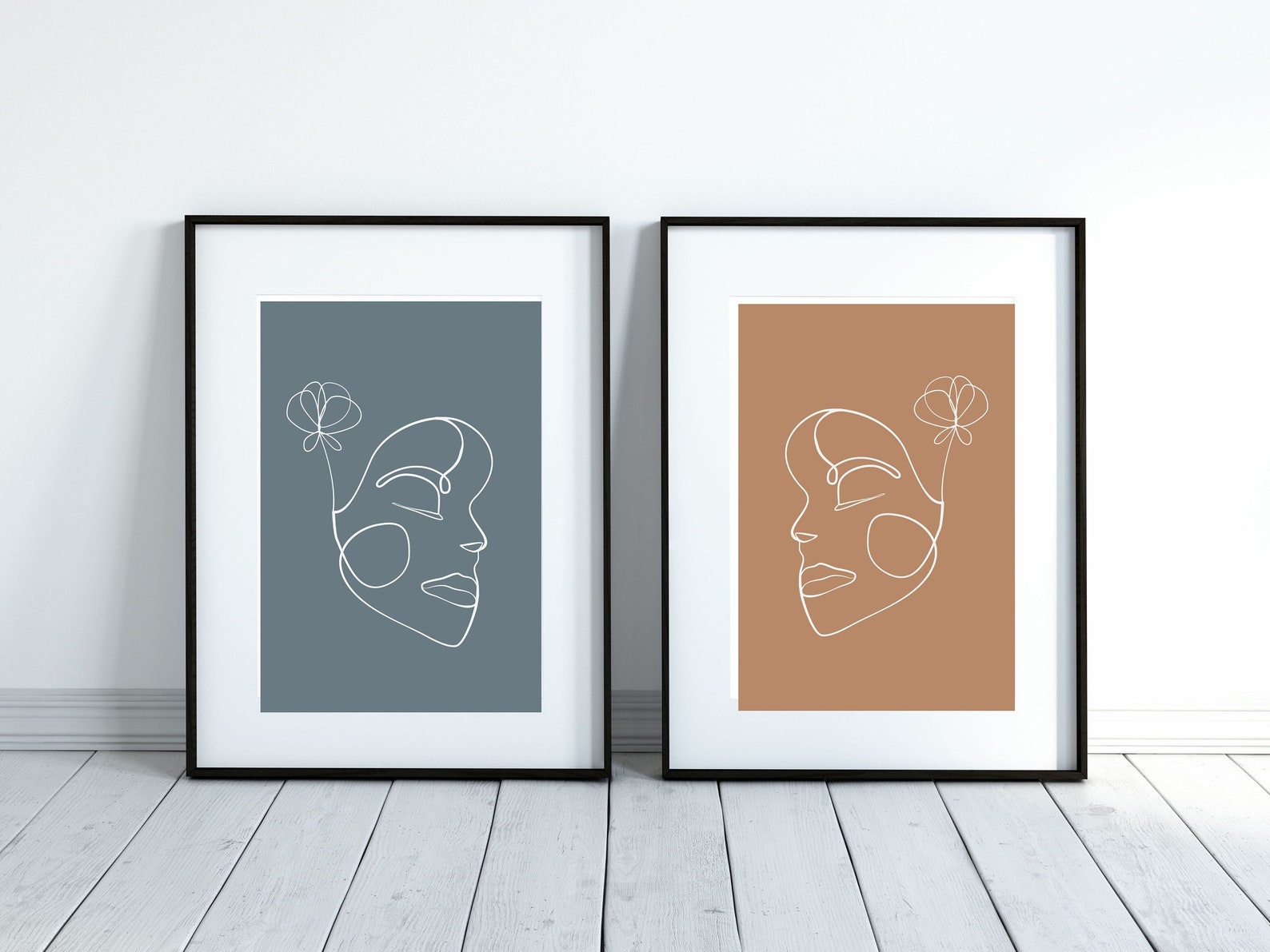 Wall Art Set of 2 Minimalist Printable Wall Art Set Female - Etsy