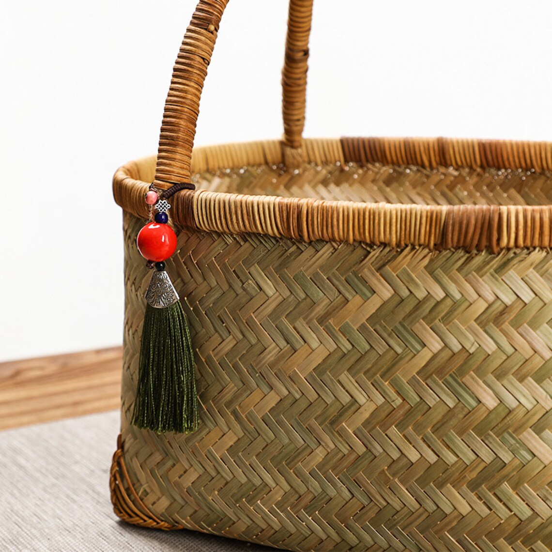 Bamboo basket bag.Hand woven bamboo baskets. Etsy