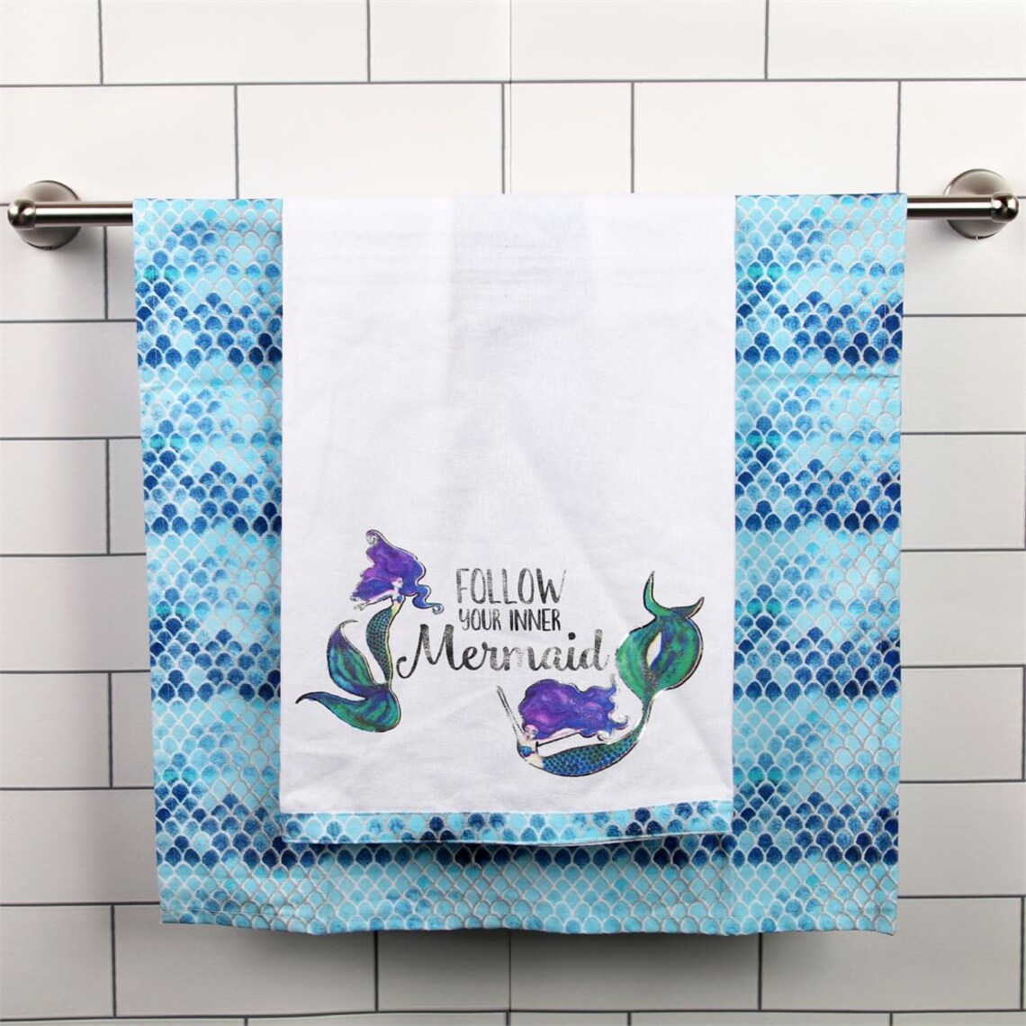 Mermaid Dish Towel Sets Mermaid Towels Mermaid Decor Etsy