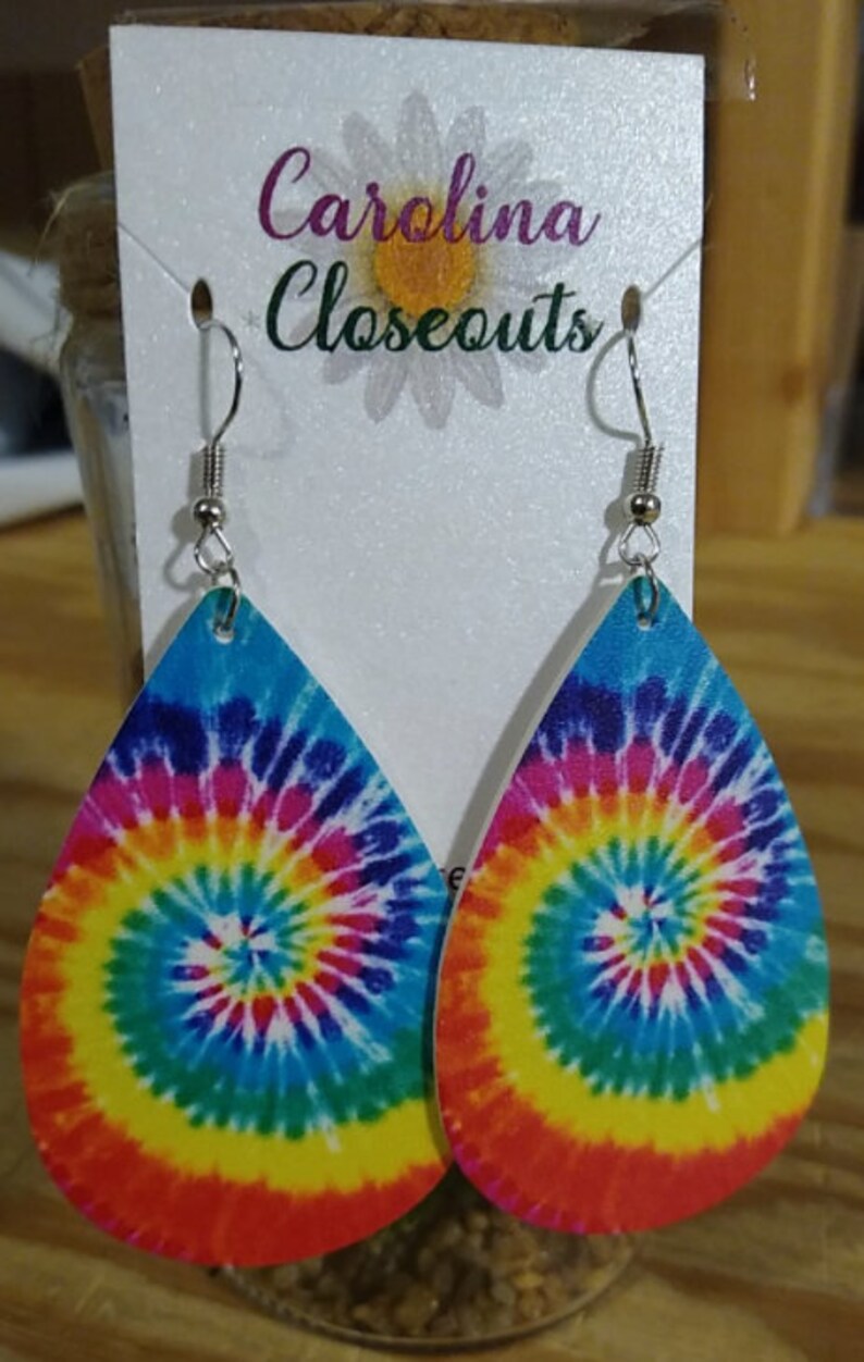 Tie Dye Earrings Tie Dye Faux Leather Earrings Etsy