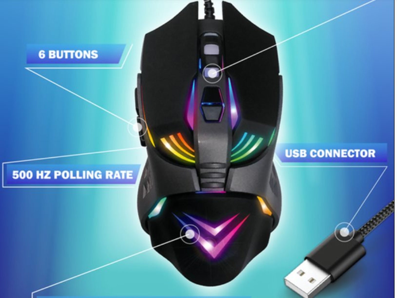 Bugha LED Gaming Mouse 7 Key 7200 dpi USB Wired PC Black Etsy