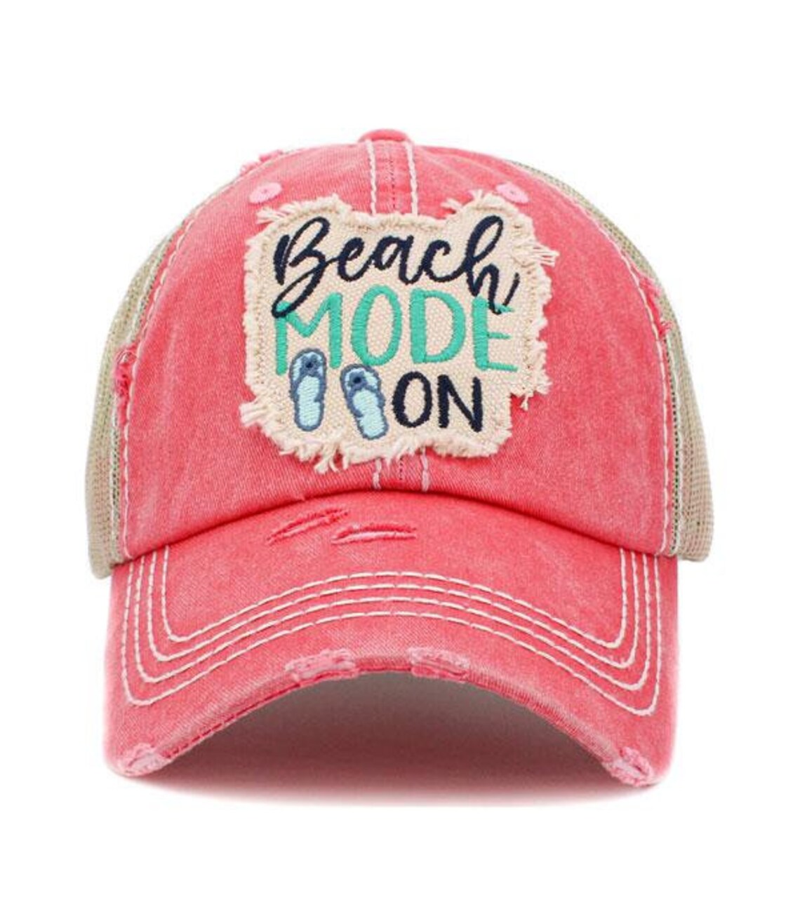 Beach Mode on Ballcap Distressed Ball Cap Beach Baseball Etsy