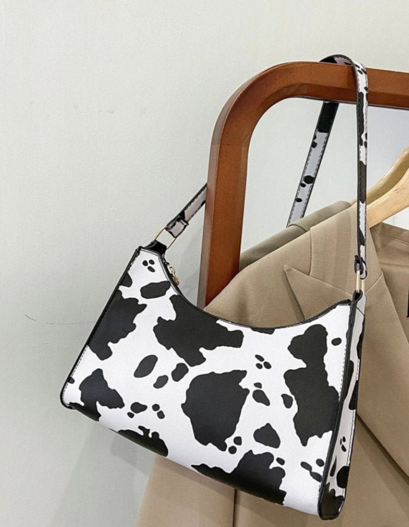 Cow Print Baguette Bag Cow Print Shoulder Bag | Etsy