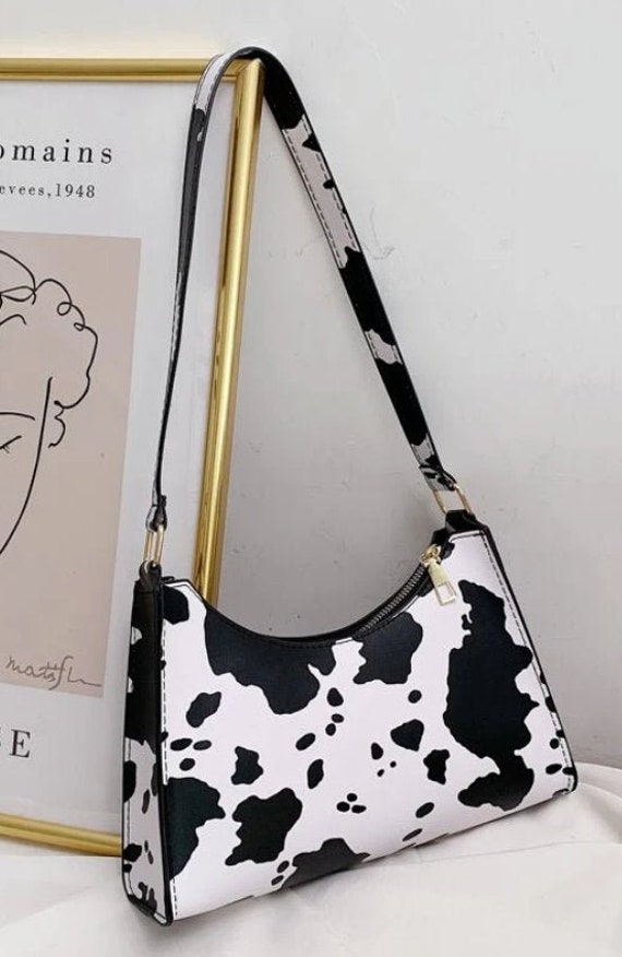 Cow Print Baguette Bag Cow Print Shoulder Bag | Etsy