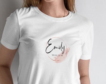 Braut Bride T-Shirt, personalisiert mit Namen