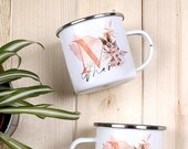 Enamel cup with floral mom print