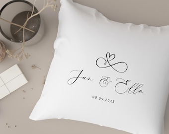 Decorative pillow heart couple personalized first name and date