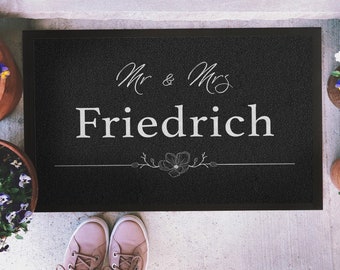 Personalized doormat Mr & Mrs Flower Wedding