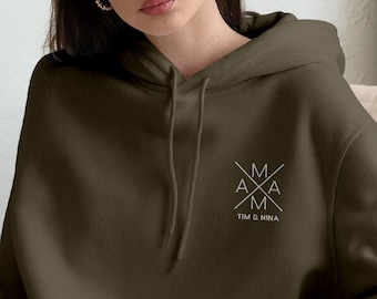 Mama Hoody Cross oliva, personalizzata con nome