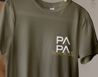 T-Shirt Papa kaki, personnalisé avec prénom