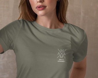 Mom Cross T-Shirt khaki, personalized with name