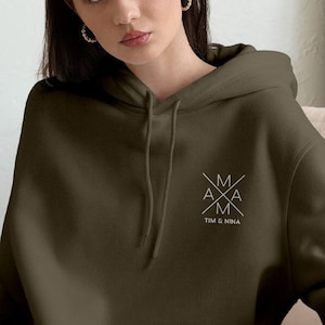 Mama Hoody Cross olive, personalized with name image 1