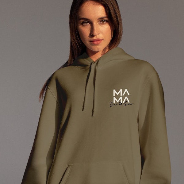 Mama Hoody oliv, personalisiert mit Namen