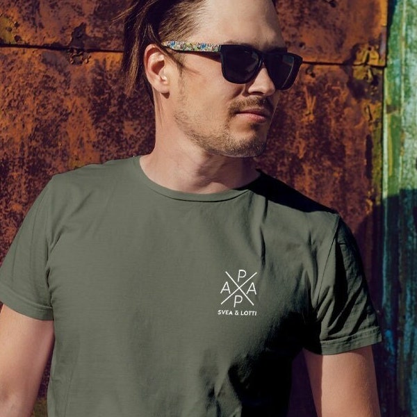 Papa Cross T-Shirt khaki, personalized with name