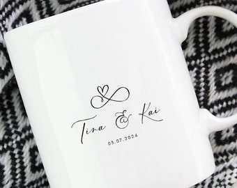 personalisierte Hochzeit Tasse  mit Namen und Datum Hochzeitsgeschenk, spülmaschinenfest, 11oz