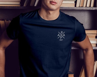 Papa Kreuz T-Shirt navy, personalisiert mit Namen