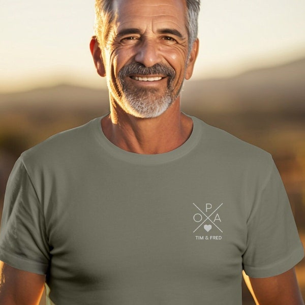 Opa Kreuz T-Shirt khaki, personalisiert mit Namen