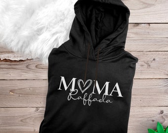 Mama Hoody Herz schwarz personalisiert mit Namen