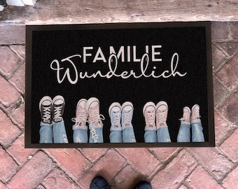 individuelle Sneaker Fußmatte Familie Fußabstreicher "Sneaker" - komplett personalisierbar mit Familienname und Familienmitglieder!