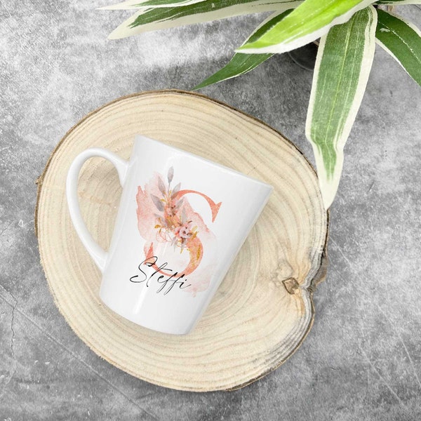 personalisierte konische Tasse mit Name flower