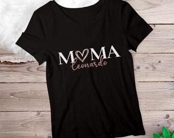 Mama T-shirt coeur, personnalisé avec nom