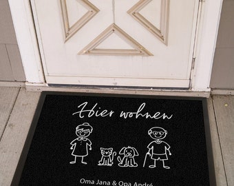 Personalized doormat for Grandma and Grandpa with names and people, gift for grandparents