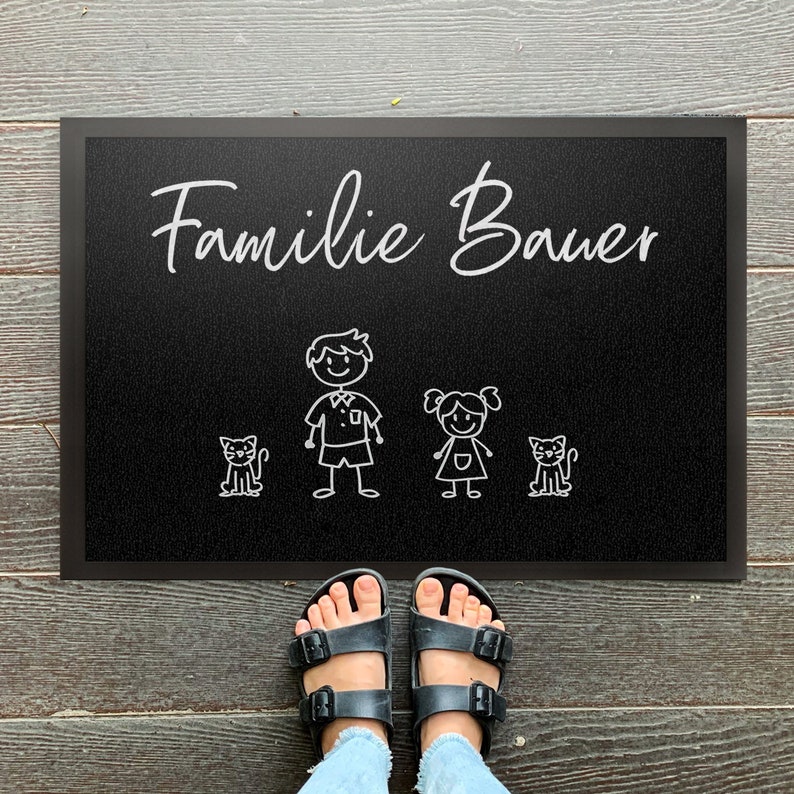 Doormat stick figures personalized with names and people image 5