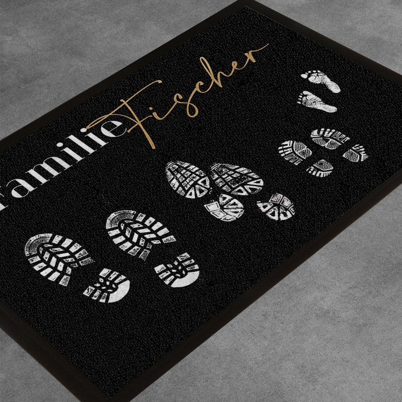 Famille de paillassons individuels Shoeprints personnalisable avec le nom de la famille et les membres de la famille image 5