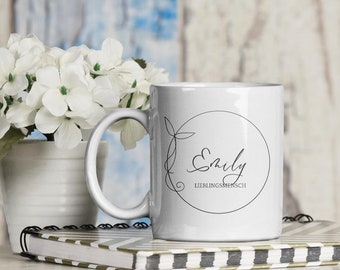 Personalized mug with name, delicate, Valentine's Day, birthday, farewell