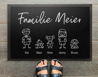 Doormat stick figures personalized with names and people