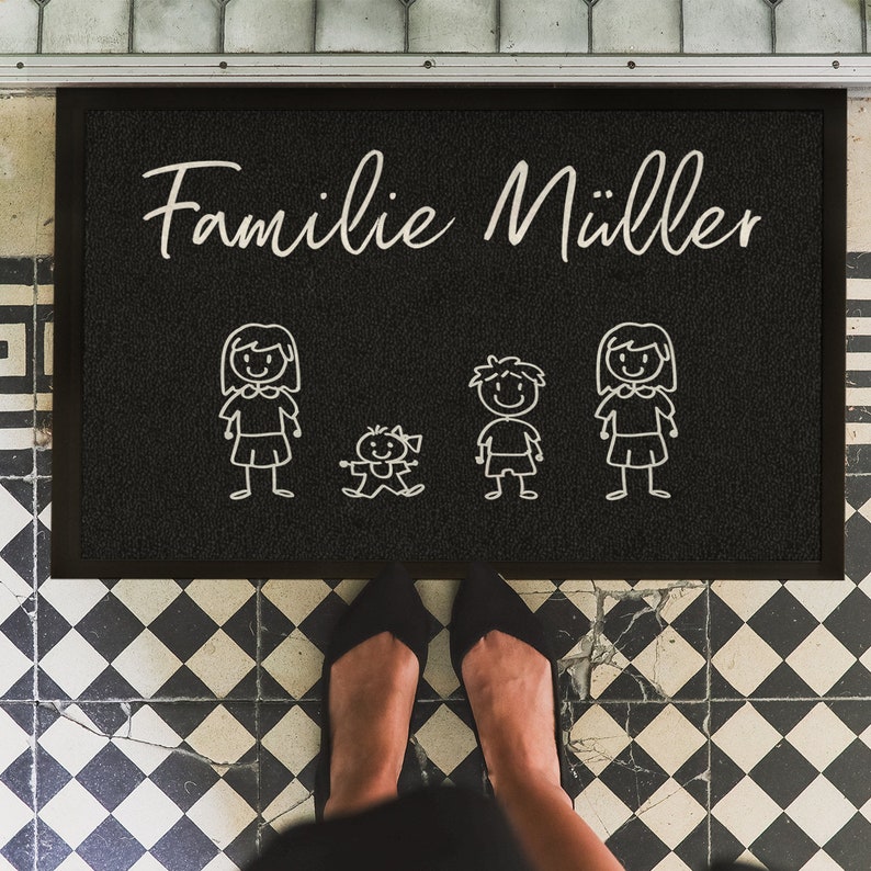 Doormat stick figures personalized with names and people image 4