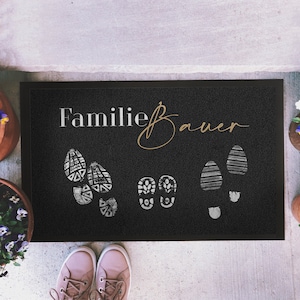 Famille de paillassons individuels Shoeprints personnalisable avec le nom de la famille et les membres de la famille image 7