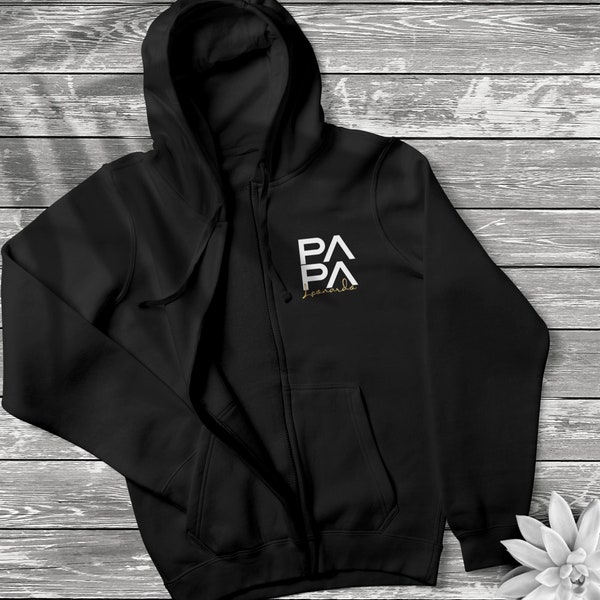 Dad zip hoodie, personalized with name, sweat jacket with hood