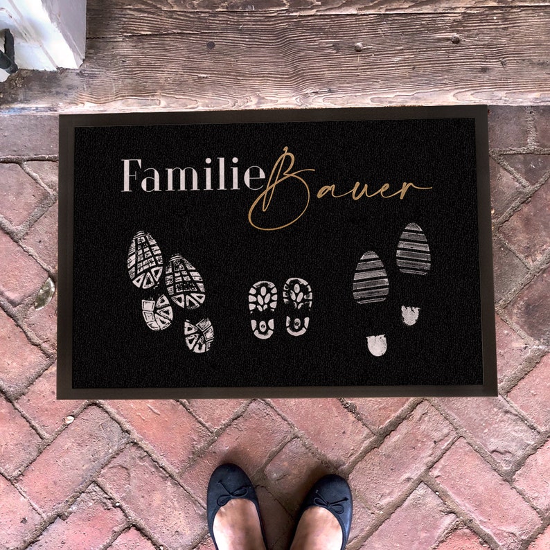 Famille de paillassons individuels Shoeprints personnalisable avec le nom de la famille et les membres de la famille image 8