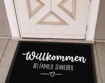 Personalisierte Fußmatte "Willkommen bei"  mit Familienname oder Vornamen