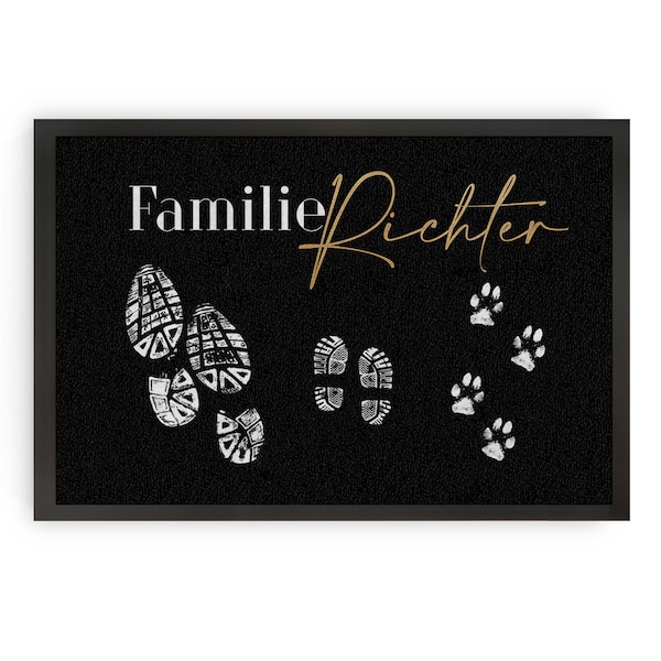 individuelle Fußmatte Fußabstreicher Familie "Shoeprints" - personalisierbar mit Familienname und Familienmitgliedern!