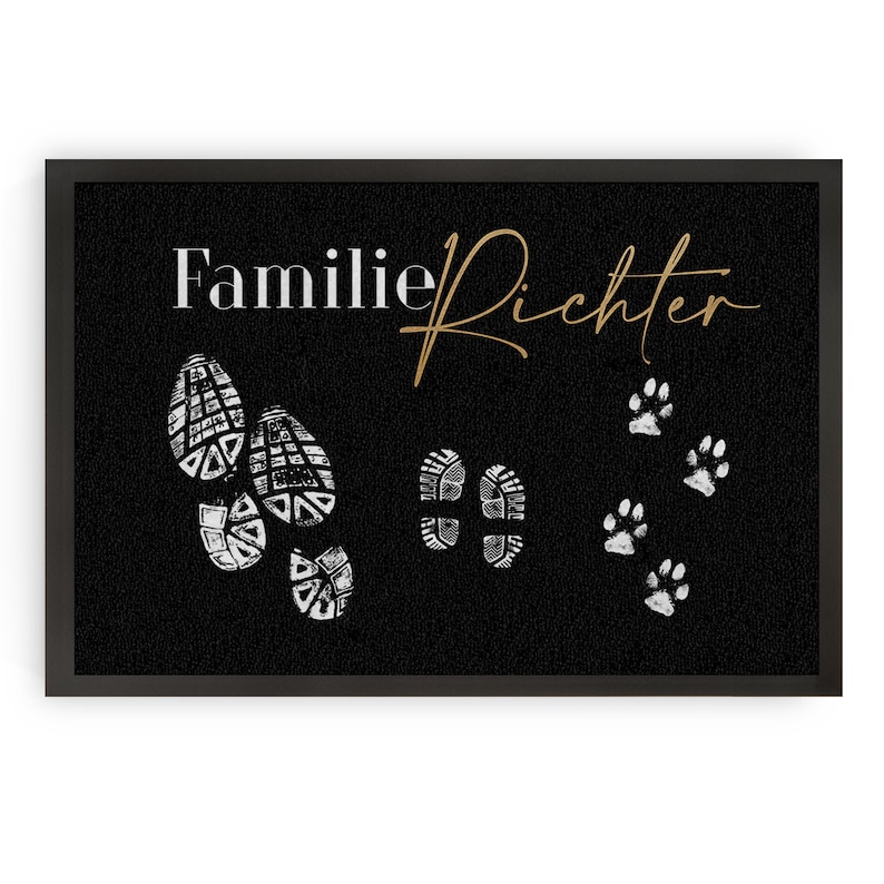 Famille de paillassons individuels Shoeprints personnalisable avec le nom de la famille et les membres de la famille image 1