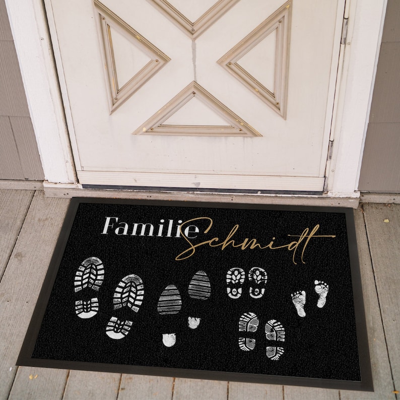 Famille de paillassons individuels Shoeprints personnalisable avec le nom de la famille et les membres de la famille image 6